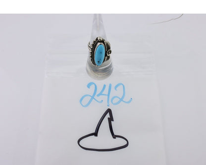 Navajo Ring 925 Silver Sleeping Beauty Turquoise Artist Signed SC C.80's
