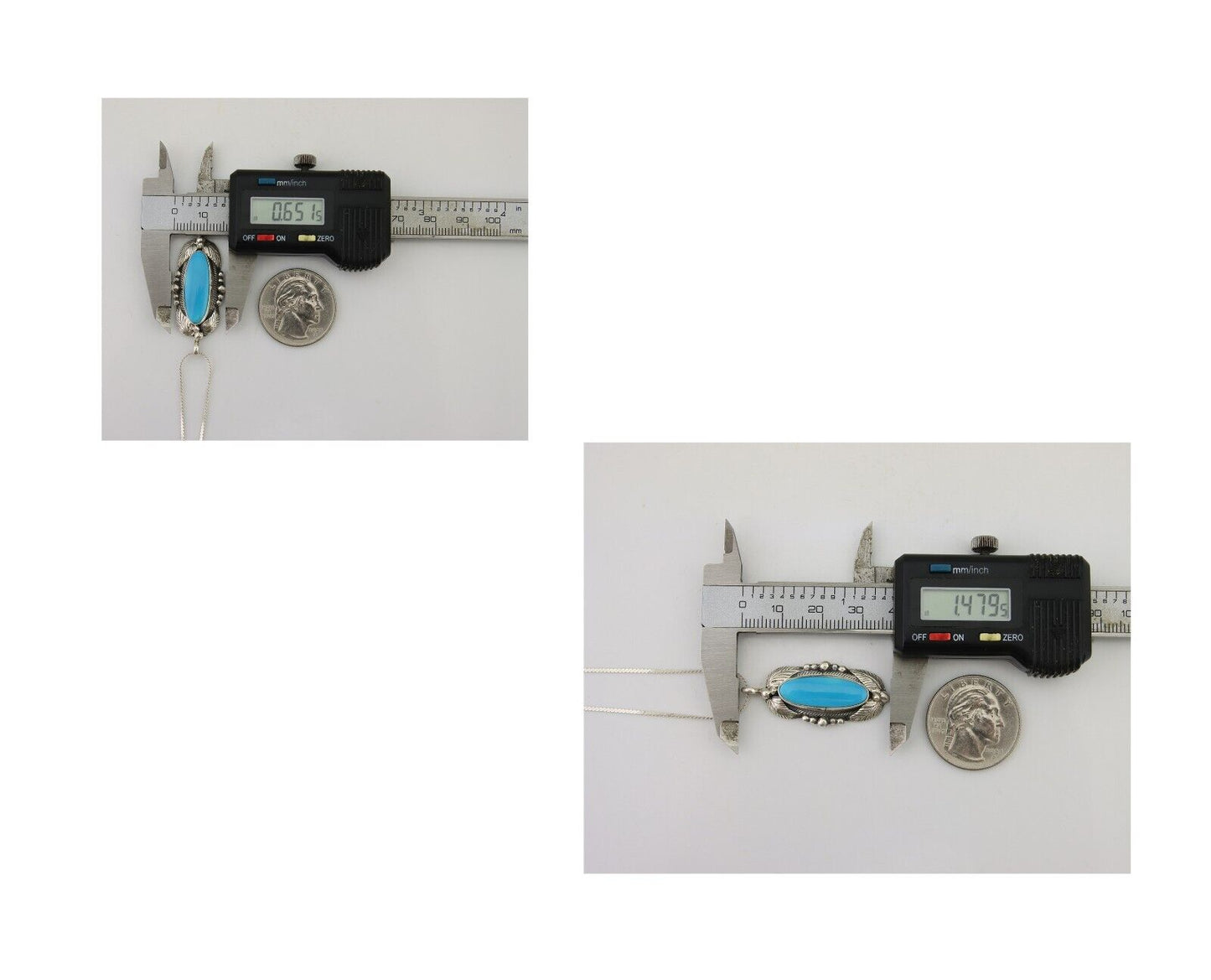 Navajo Necklace 925 Silver Natural Turquoise Artist Signed Circle JW C80s