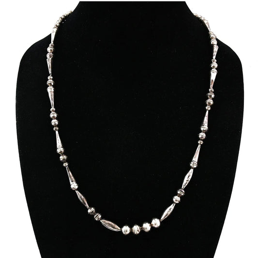 Navajo Bead Necklace Sterling Silver8.0 mm wide 25 in long Circa 1980's