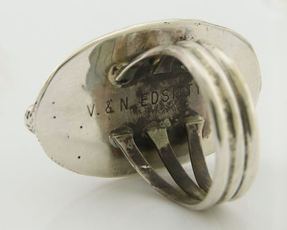 Navajo Ring 925 Silver Black Onyx Artist Signed V & N Edsitty C.80's