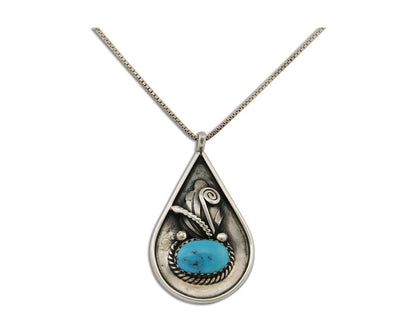 Navajo Necklace 925 Silver Natural Turquoise Artist Signed Jason Bahe C.80's