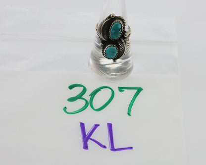 Navajo Ring 925 Silver Natural Blue Green Turquoise Signed MC C.80's