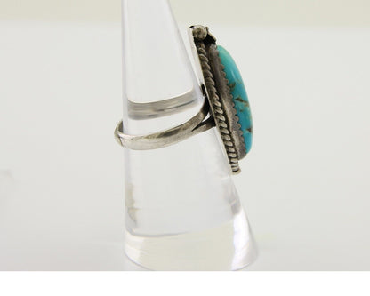 Navajo Ring .925 Silver Blue Turquoise Artist Signed HM C.80's