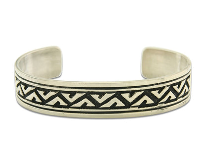 Navajo Bracelet 925 Silver Artist Signed Thomas Singer Cuff Made in the 1980's
