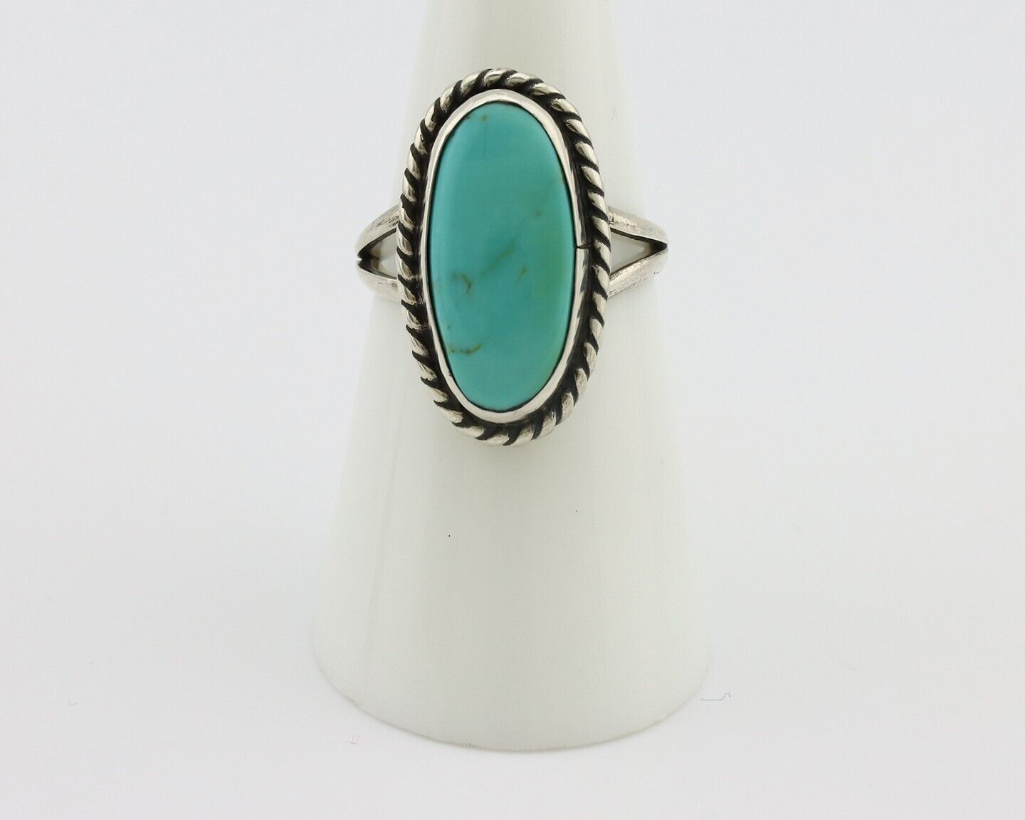 Navajo Ring 925 Silver Kingman Turquoise Artist Signed M Montoya C.80's