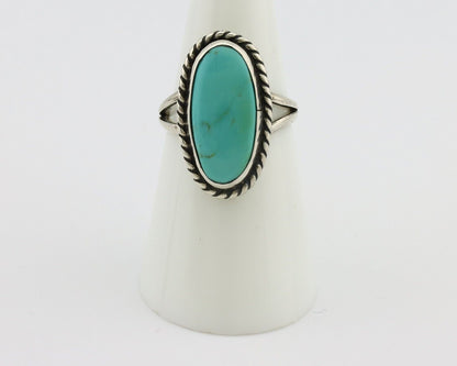 Navajo Ring 925 Silver Kingman Turquoise Artist Signed M Montoya C.80's