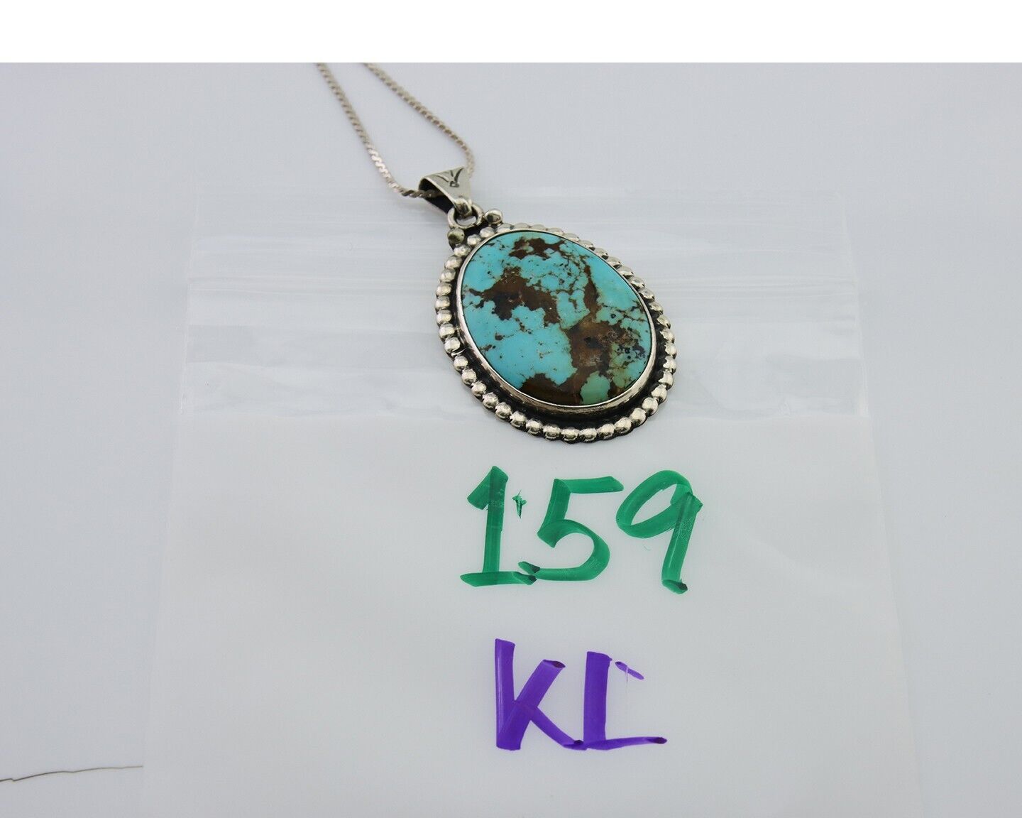 Navajo Necklace 925 Silver Natural Blue Turquoise Artist Signed M Montoya C.80's