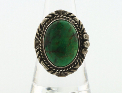 Navajo Ring 925 Silver Green Turquoise Artist Signed William Denetdale C.80's