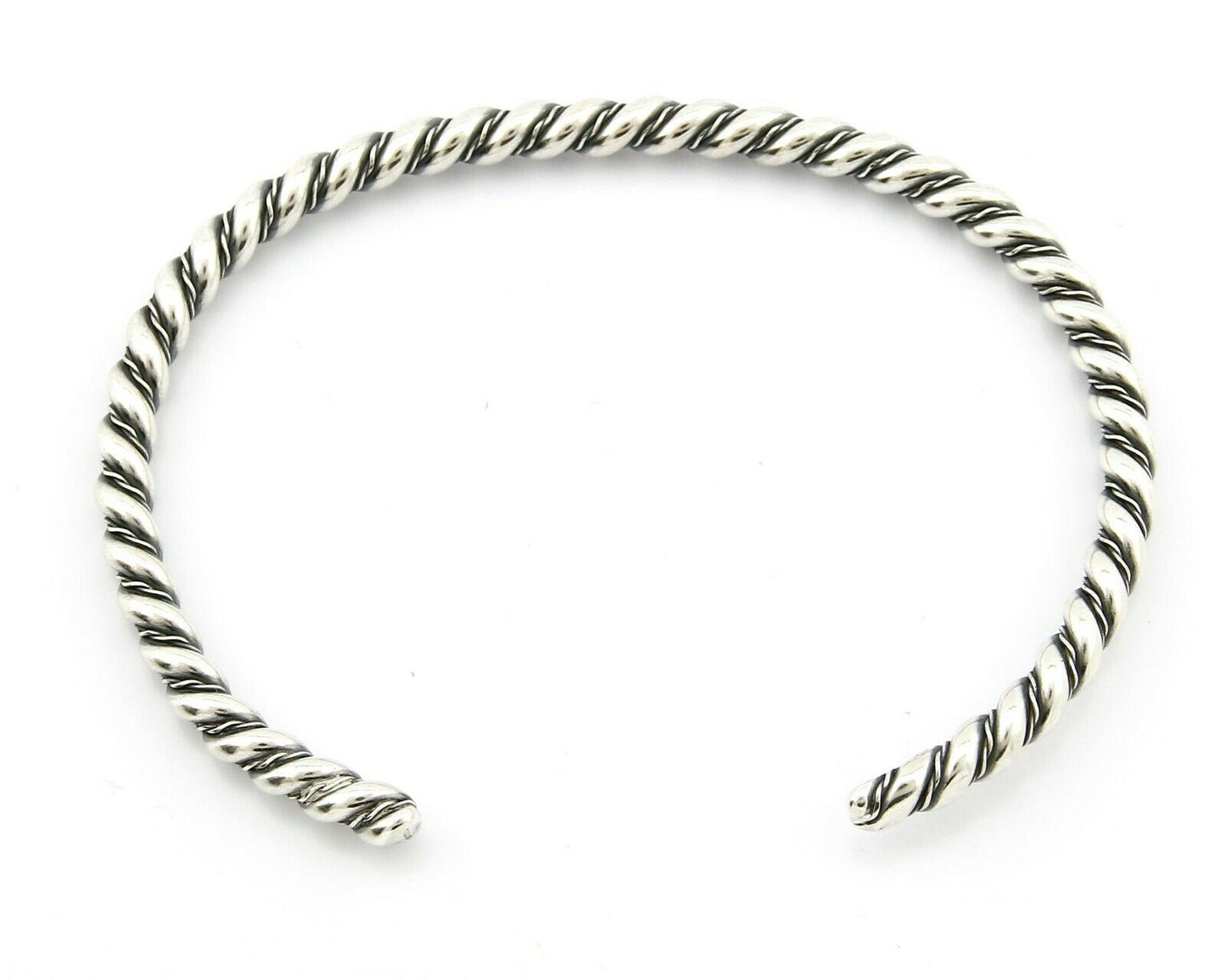 Navajo 3.8 mm Wide 925 Solid Sterling Silver Handmade Hand Stamped Cuff Bracelet