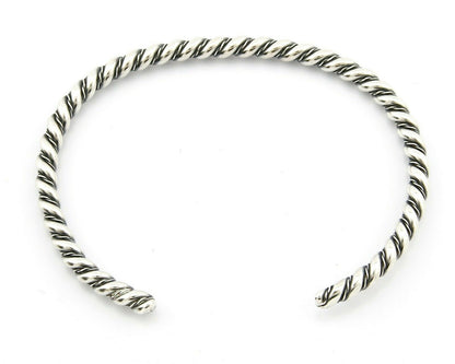 Navajo 3.8 mm Wide 925 Solid Sterling Silver Handmade Hand Stamped Cuff Bracelet