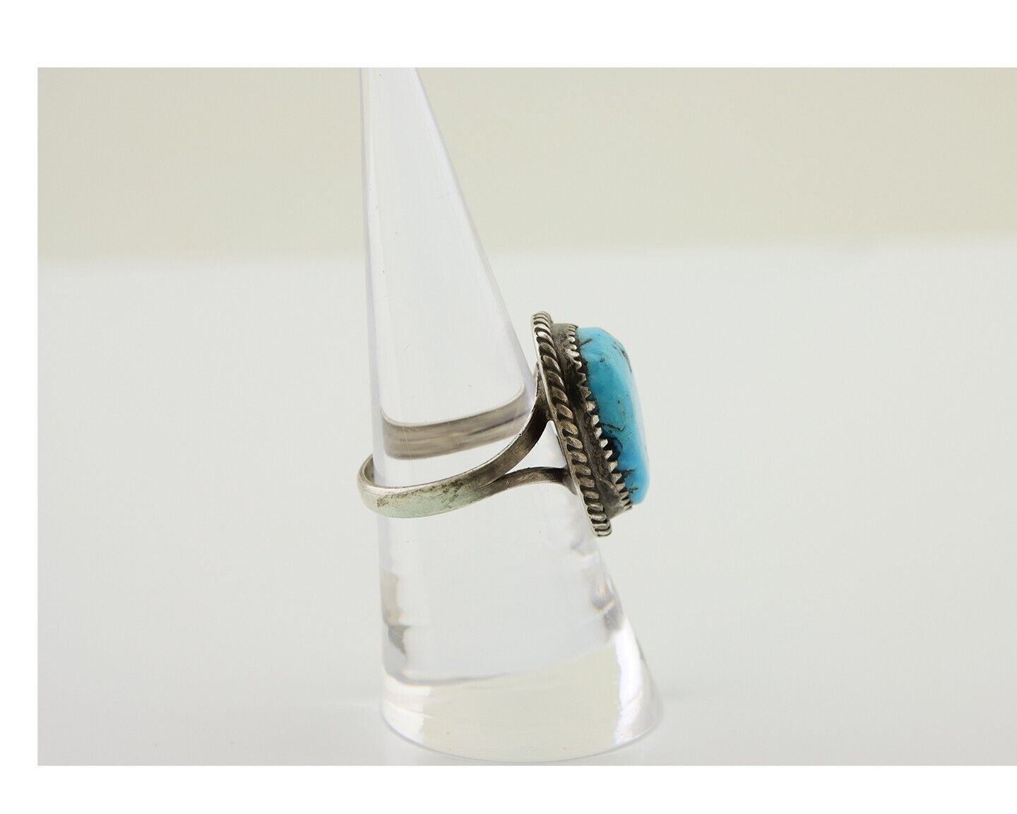 Navajo Ring 925 Silver Morenci Turquoise Native American Artist C.80's
