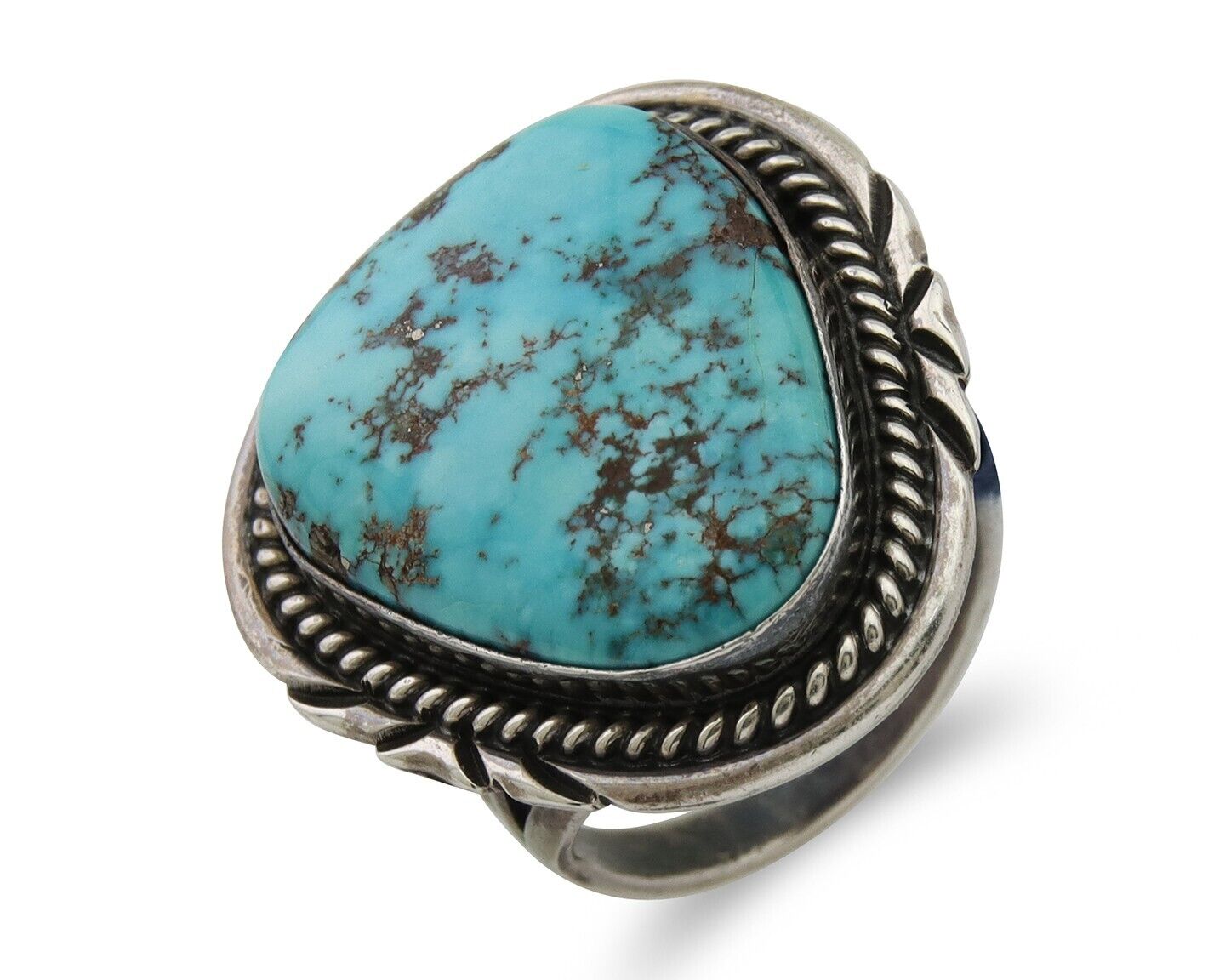 Navajo Ring 925 Silver Blue Turquoise Native American Artist C.80's