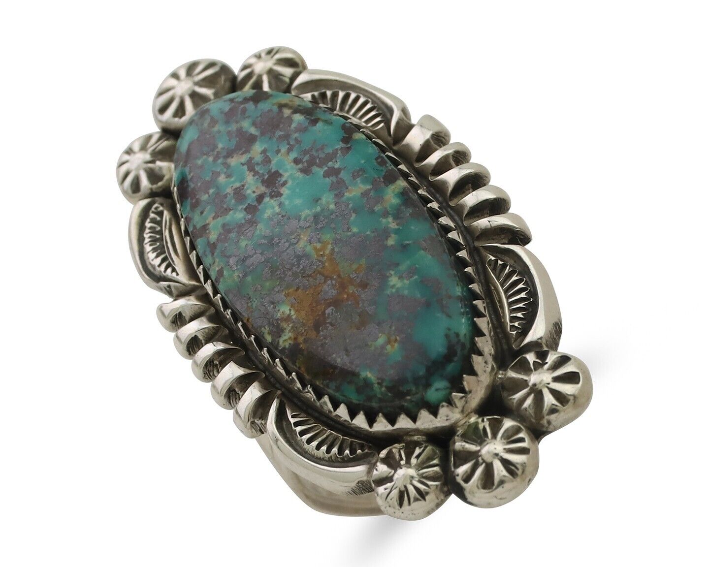 Navajo Ring 925 Silver Natural Blue Turquoise Native American Artist C.80's