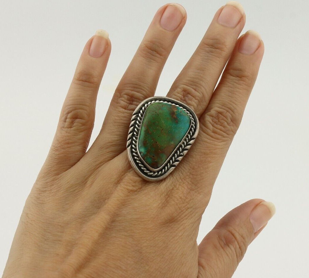 Navajo Ring 925 Silver Arizona Turquoise Artist Signed Philip Zachary C.80's
