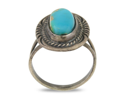 Navajo Handmade Ring 925 Silver Natural Turquoise Native Artist C.80's