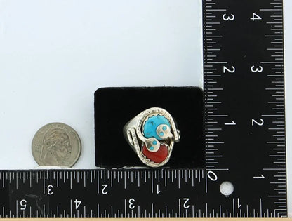 Men Zuni Ring Sterling Silver Gemstones Signed Effie Calavasa Size 11.75