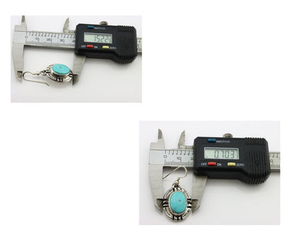 Navajo Handmade Earrings 925 Silver Natural Arizona Turquoise Signed Gecko C.80s