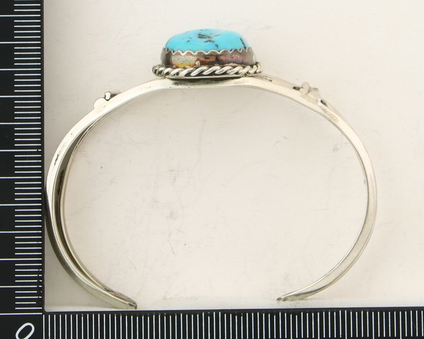 Navajo Bracelet 925 Silver Natural Blue Turquoise Native American Artist C.80s