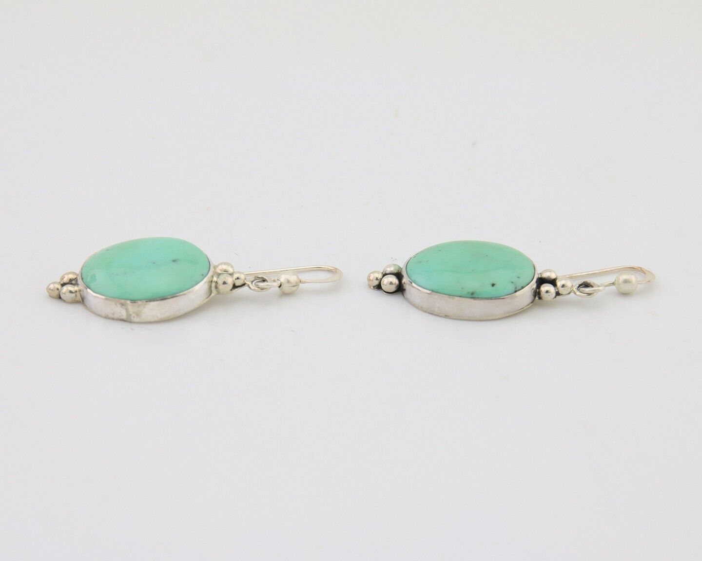 Navajo Dangle Earrings 925 Silver Natural Turquoise Native American Artist C80s