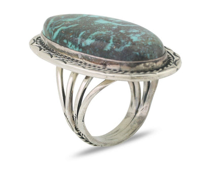 Navajo Ring 925 Silver Apache Blue Turquoise Native American Artist C.80's