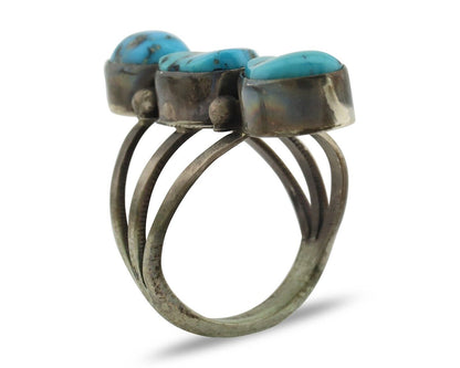 Navajo Ring 925 Silver Natural Blue Turquoise Native American Artist C.80's