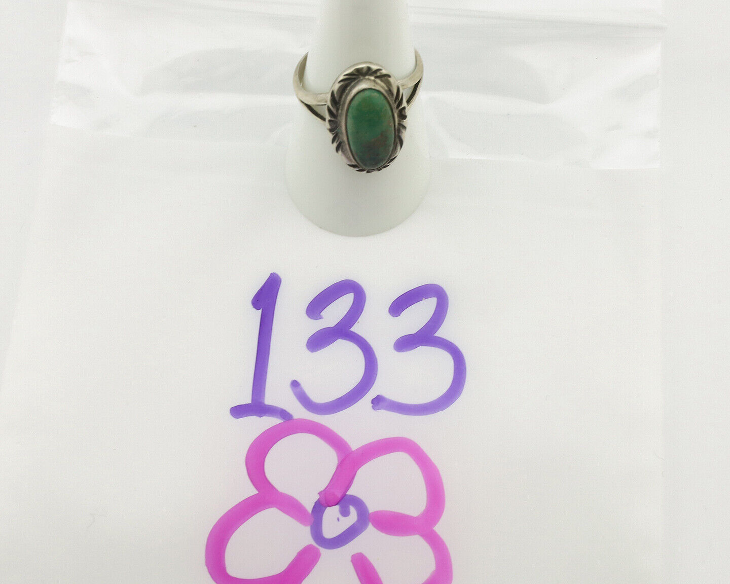Navajo Ring .925 Silver Natural Turquoise Artist Signed Native American C.80's