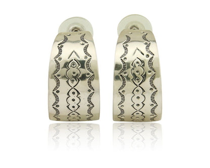 Navajo Earrings 925 Silver Half Hoop Handmade Native American Artist C.80's