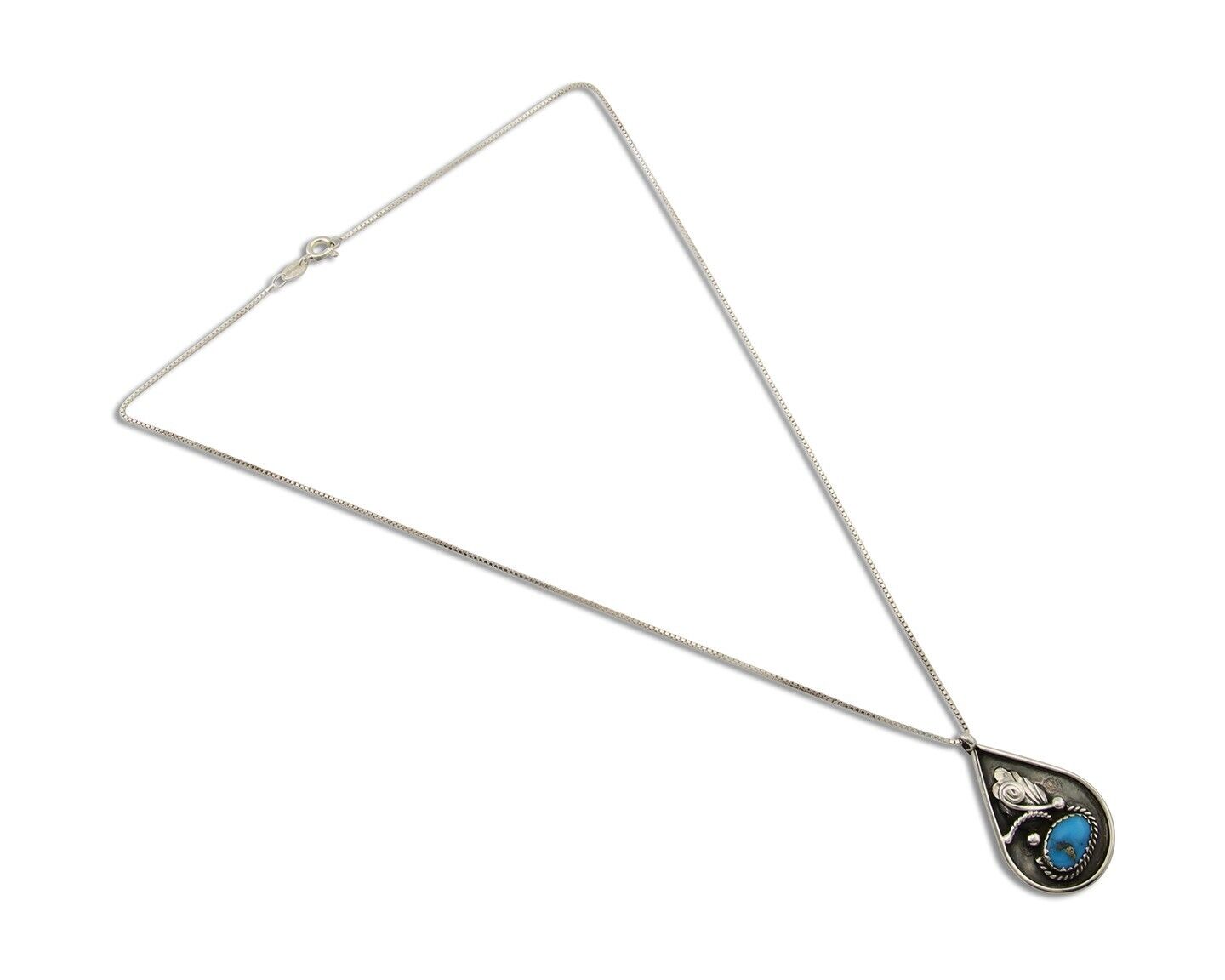 Navajo Necklace 925 Silver Natural Turquoise Artist Signed Jason Bahe C.80's