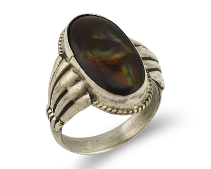 Navajo Handmade Ring 925 Silver Natural High Grade Fire Opal Native Artist C.80s