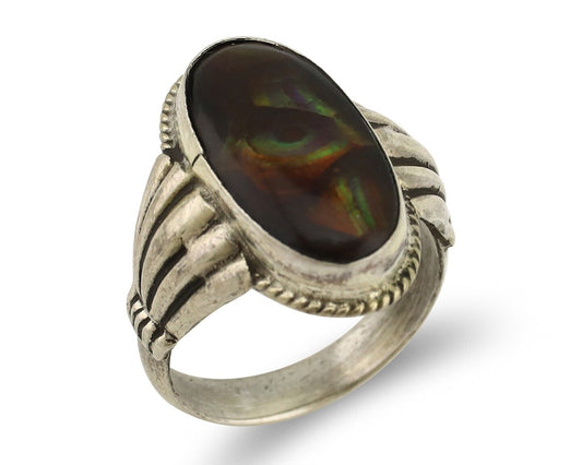 Navajo Handmade Ring 925 Silver Natural High Grade Fire Opal Native Artist C.80s