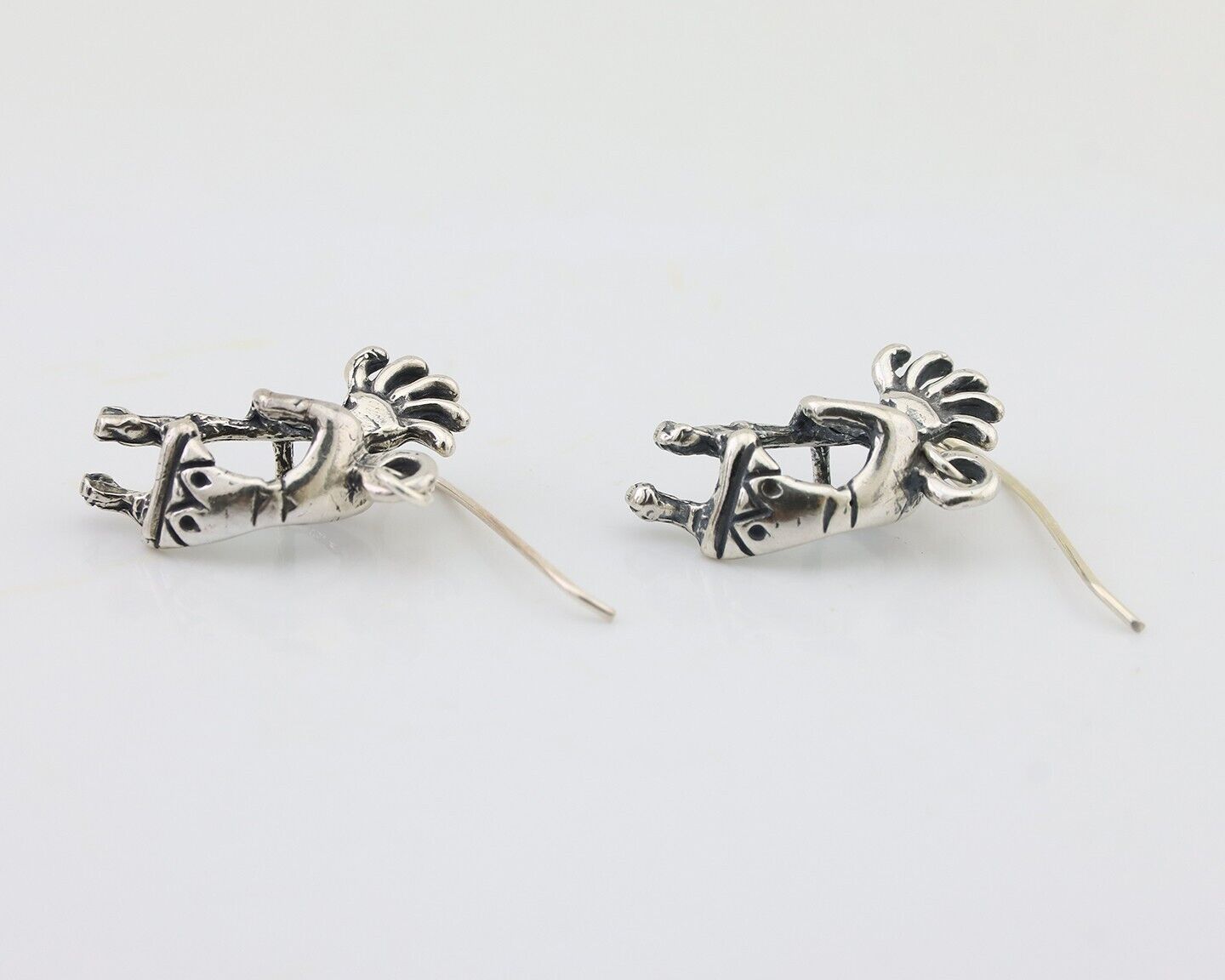 Navajo Kokopelli Dangle Earrings 925 Silver Native American Artist C.80's