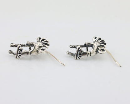 Navajo Kokopelli Dangle Earrings 925 Silver Native American Artist C.80's