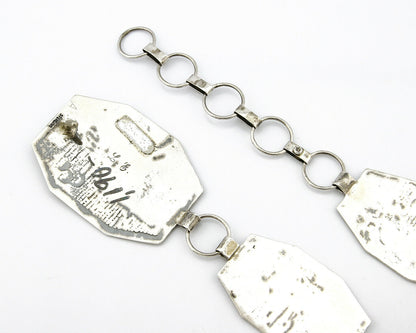 Navajo Concho Belt .925 Silver Pictograph Overlay Signed LE C.1980's