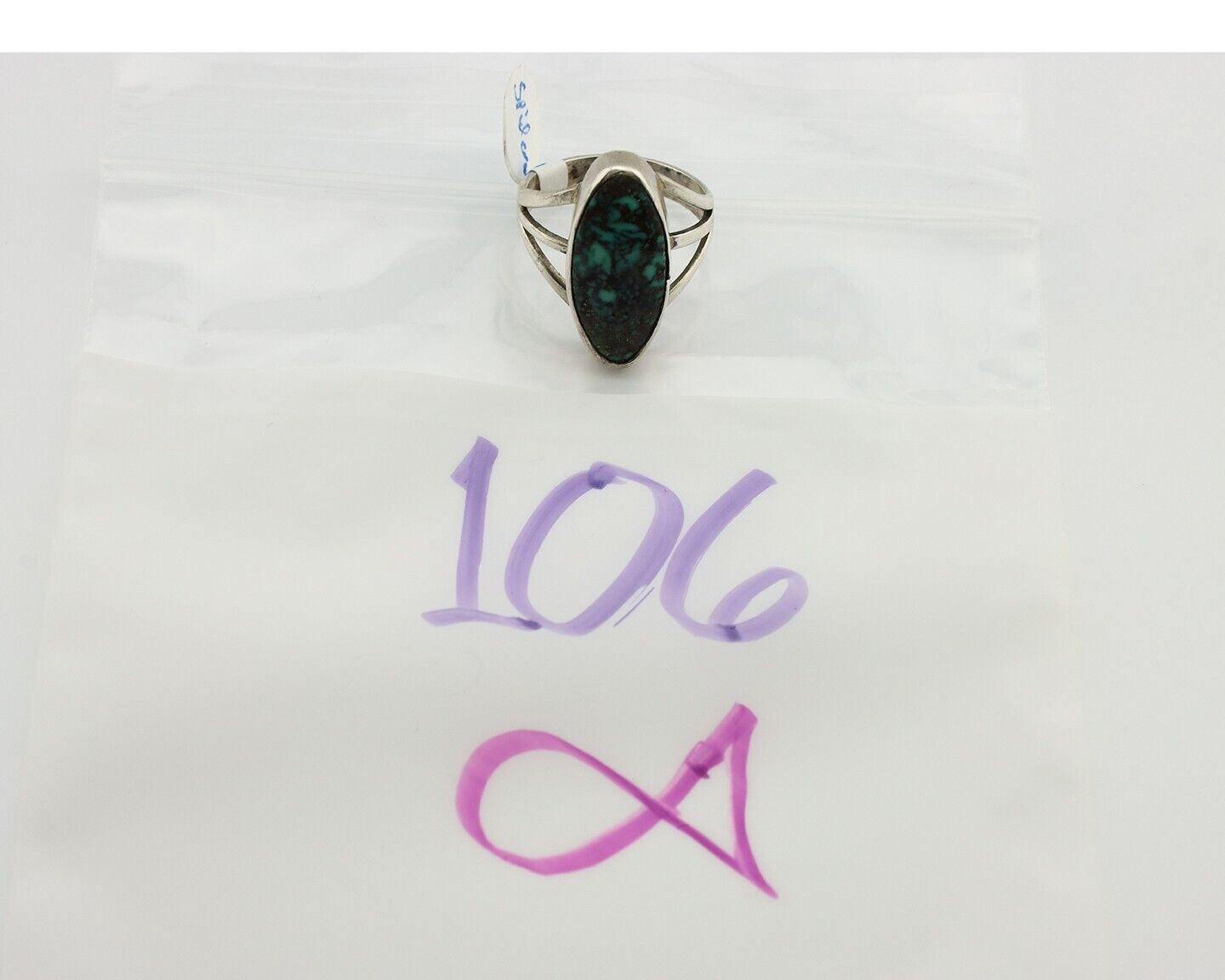 Navajo Ring 925 Silver Natural Spiderweb Turquoise Native American Artist C.80's