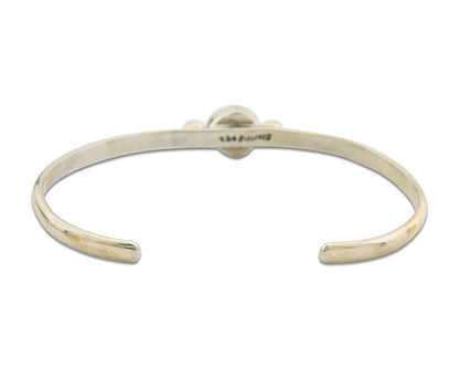 Navajo Bracelet .925 Silver Mediterranean Red Coral Cuff Native Artist C.80's