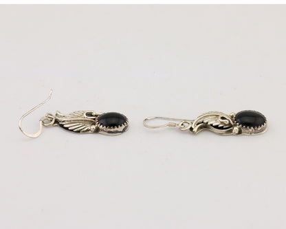 Navajo Dangle Earrings 925 Silver Black Onyx Native American Artist C.80's