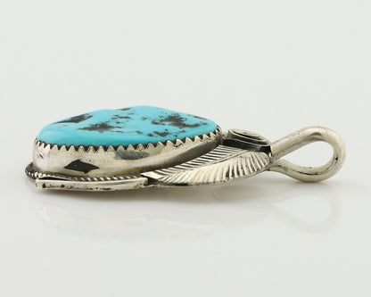 Navajo Pendant 925 Silver Sleeping B Turquoise Signed Justin Morris C.80's
