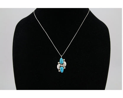 Navajo Turquoise Handmade Necklace 925 Silver Signed Simplicio C.80's
