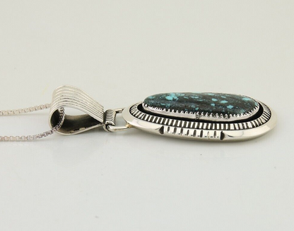 Navajo Necklace 925 Silver Natural Turquoise Artist Signed Mike Begay C.80's