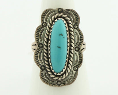 Navajo Ring .925 Silver Sleeping Beauty Turquoise Native American Artist C.80's