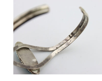 Navajo Bracelet 925 Silver Natural Blue Turquoise Artist Signed LB C.80's