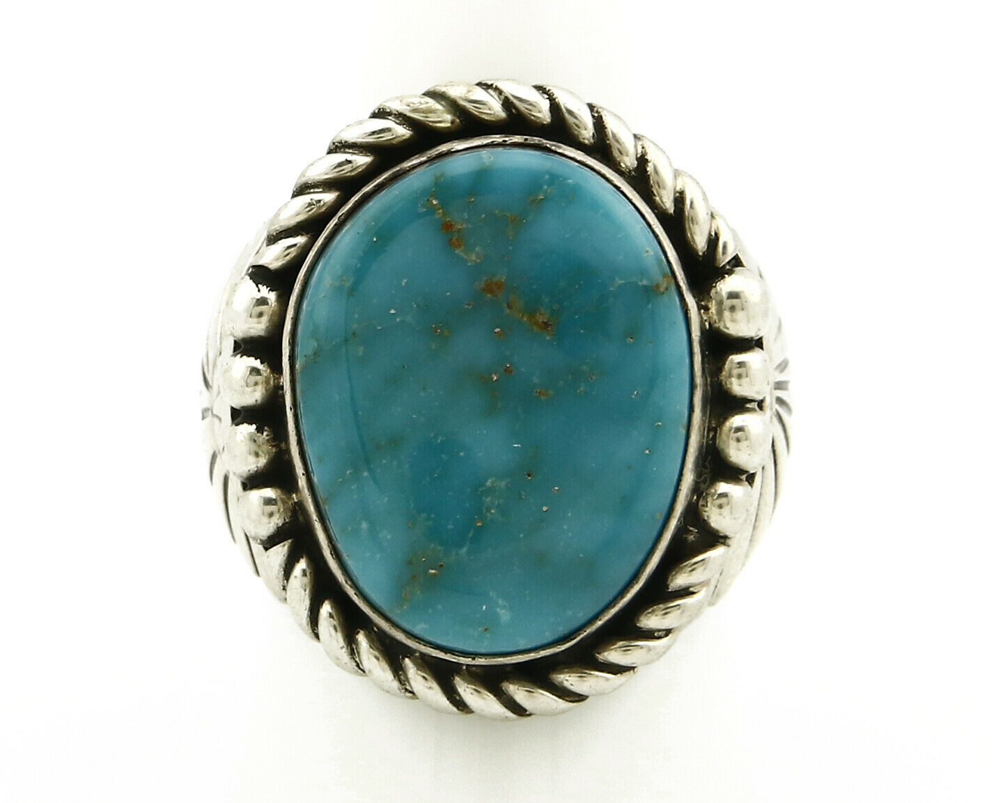 Navajo Ring .925 SOLID Silver Castle Dome Turquoise Signed Doug Zachary C.80's