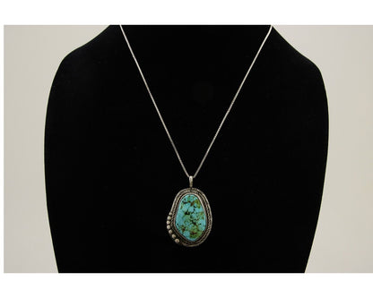 Navajo Pendant 925 Silver Turquoise Native Artist Signed The Blue Indian 1995