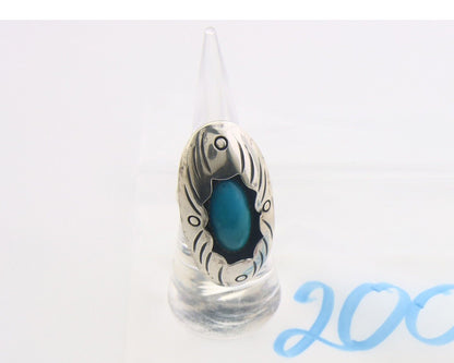 Navajo Ring 925 Sterling Turquoise Handmade Native Artist C.80's Size 5.75