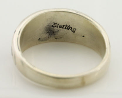 Navajo Ring 925 Silver Turquoise & Coral Natural American Artist C.80's