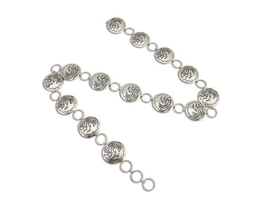 Navajo Kokopelli Concho Belt in Solid 925 Sterling Silver 35 inches