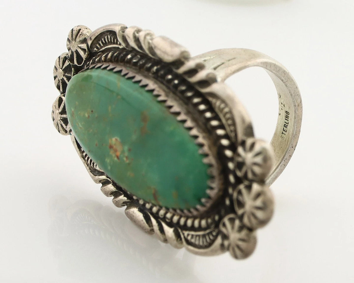 Navajo Ring .925 Silver Manassas Turquoise Native American Artist C.80's
