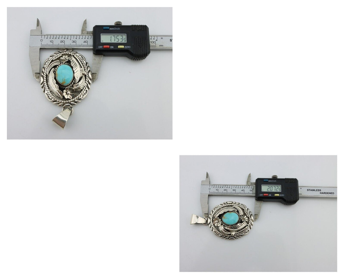 Navajo Pendant 925 Silver Blue Turquoise Native American Artist C.80's