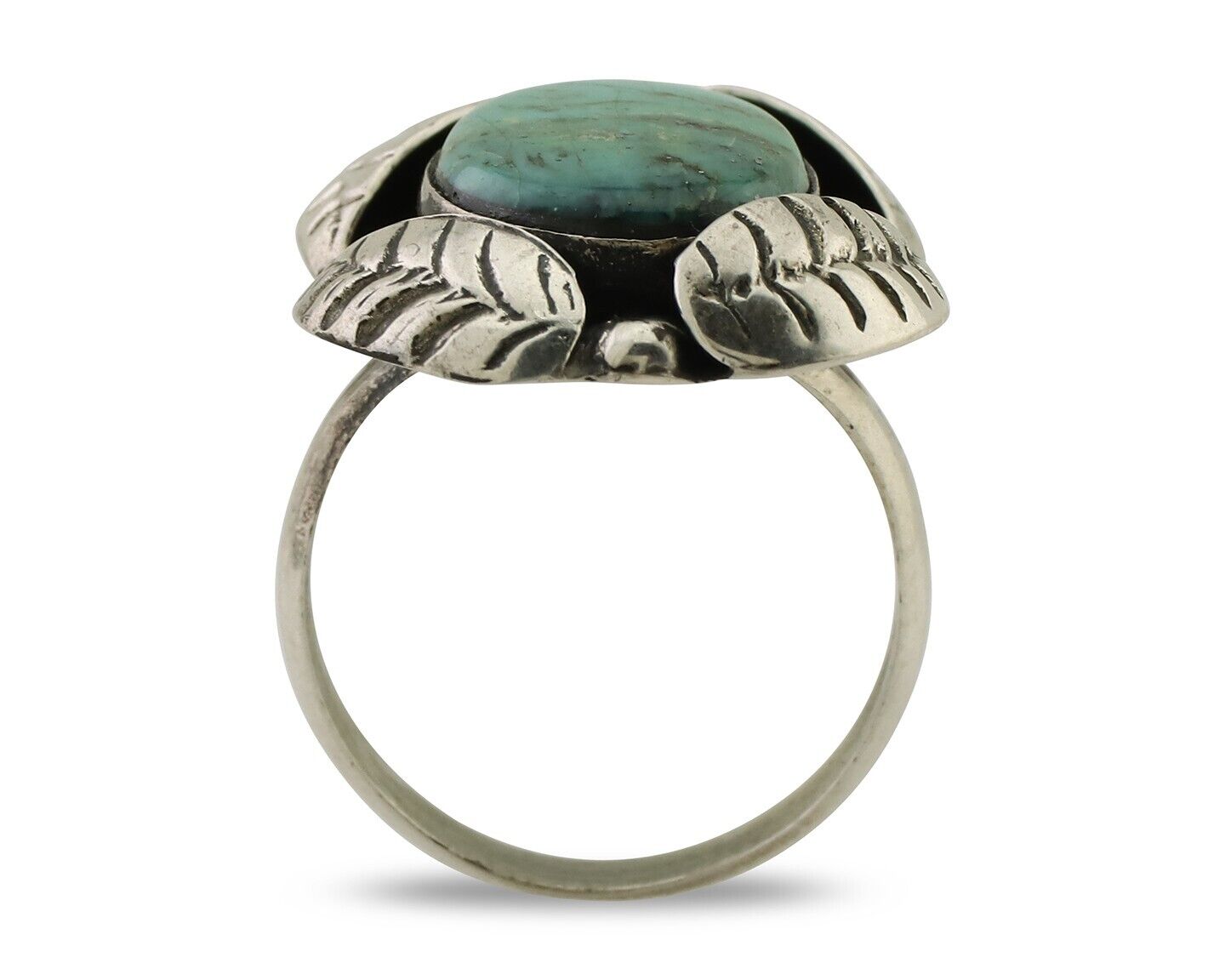 Navajo Ring 925 Silver Natural Turquoise Native American Artist C.80's