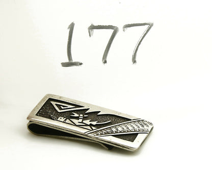 Navajo Money Clip .925 Silver & Nickle Hand Stamped Artist Richard Begay